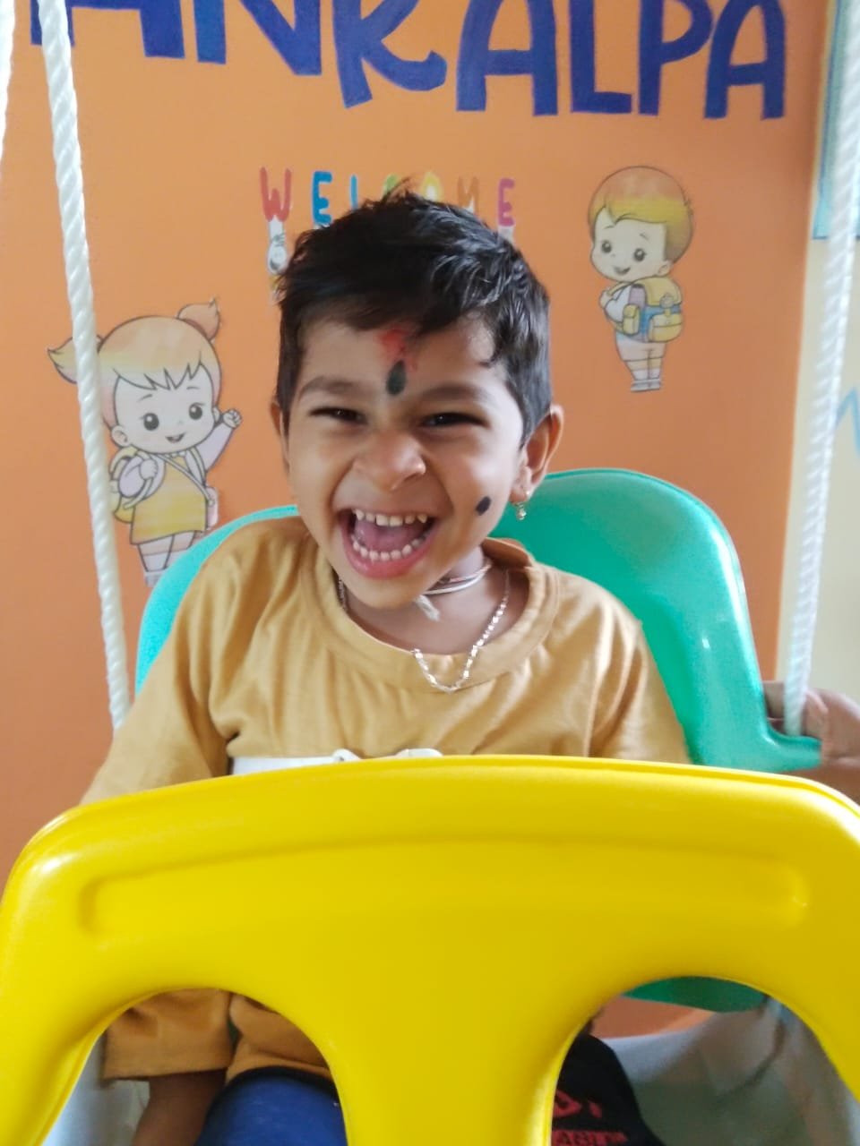 Smiling child in warm sunlight